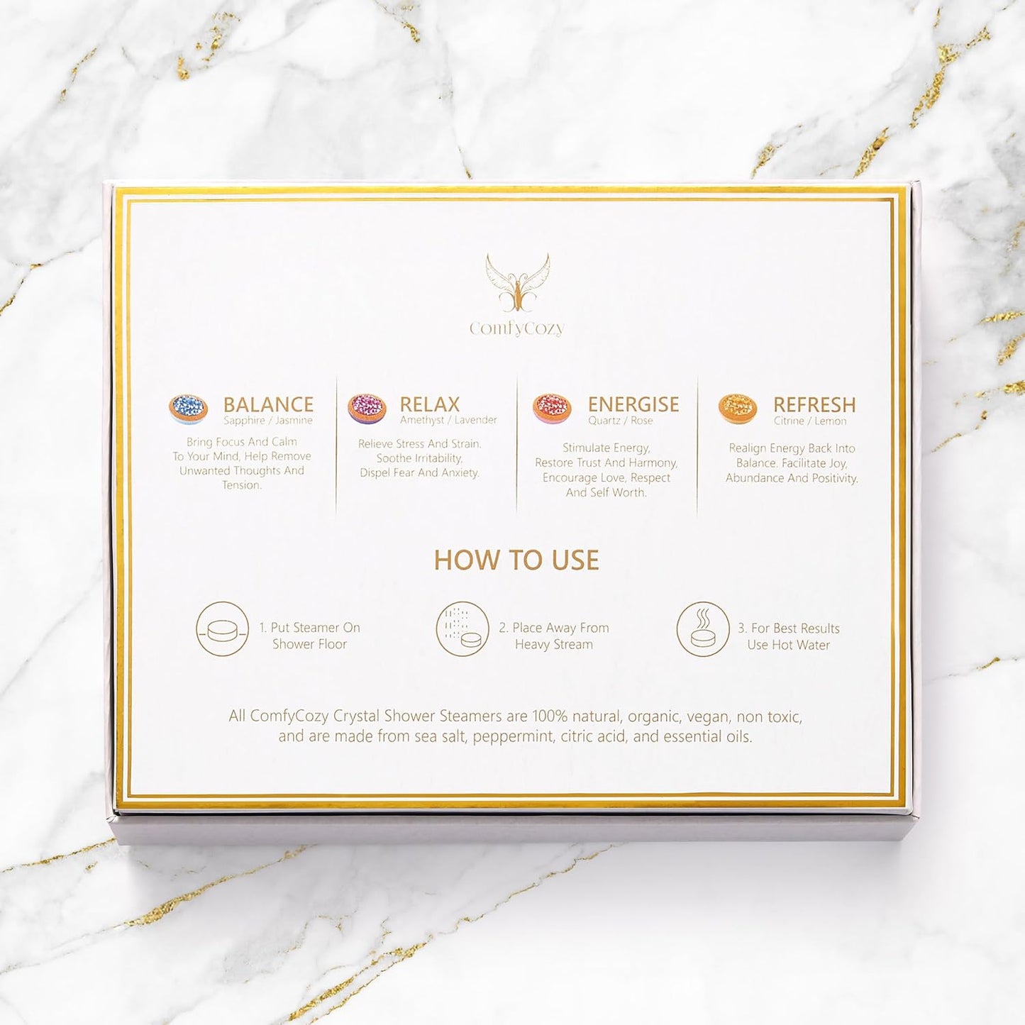 Crystal Shower Steamers - 100% Natural Organic 8 Pack Aromatherapy Bombs