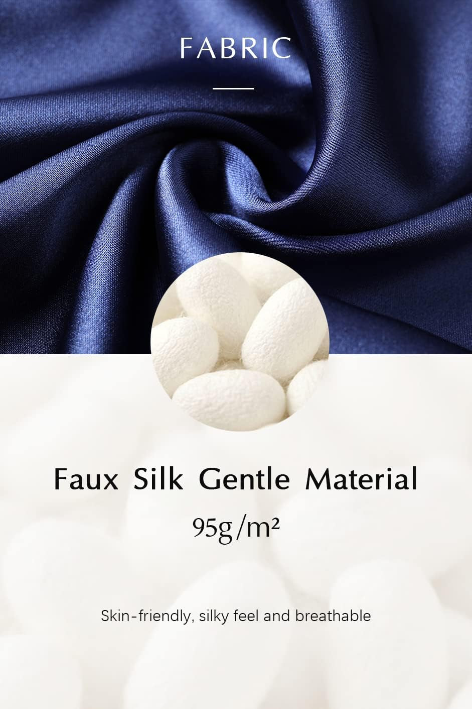 Satin Kimono Robe Silky Long bathrobe with Lace Trim