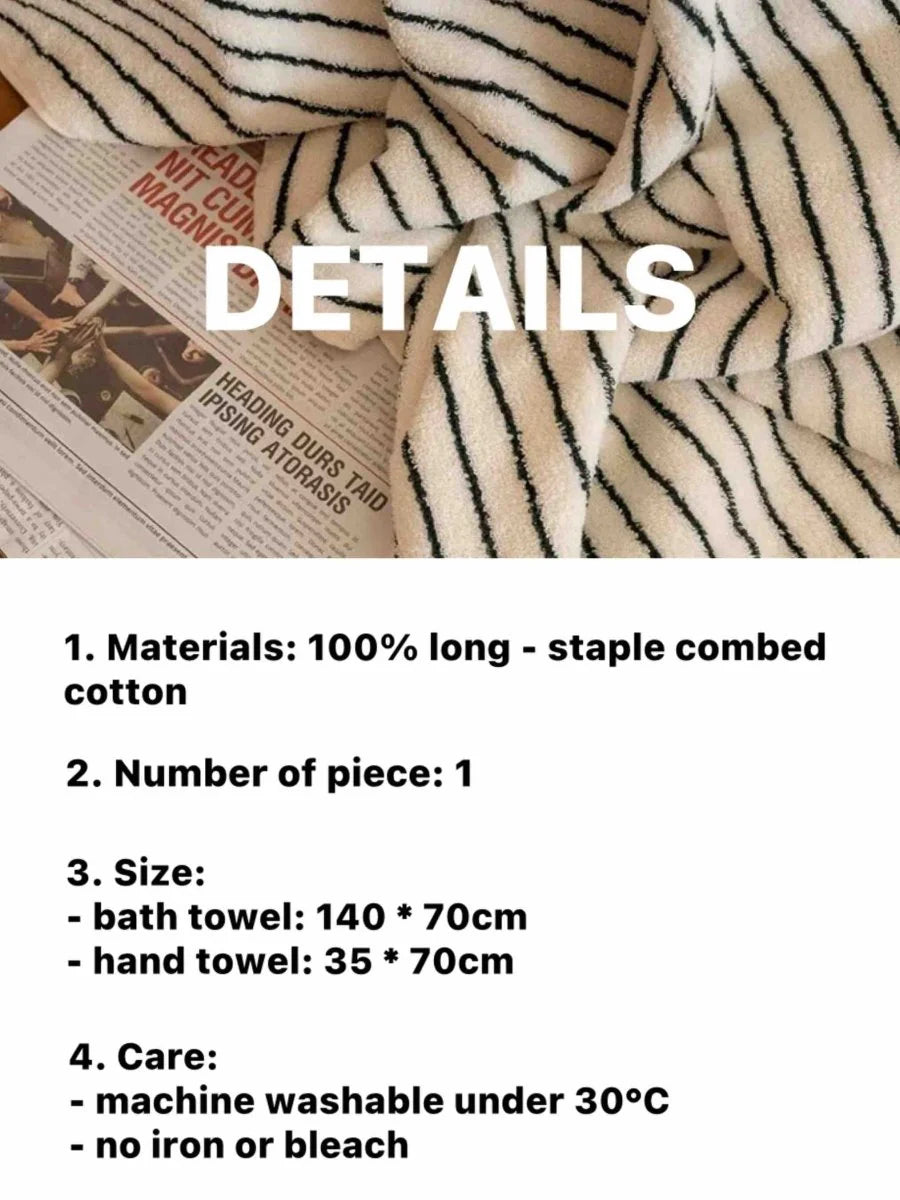 100% ORGANIC Combed Cotton Striped Bath Towel