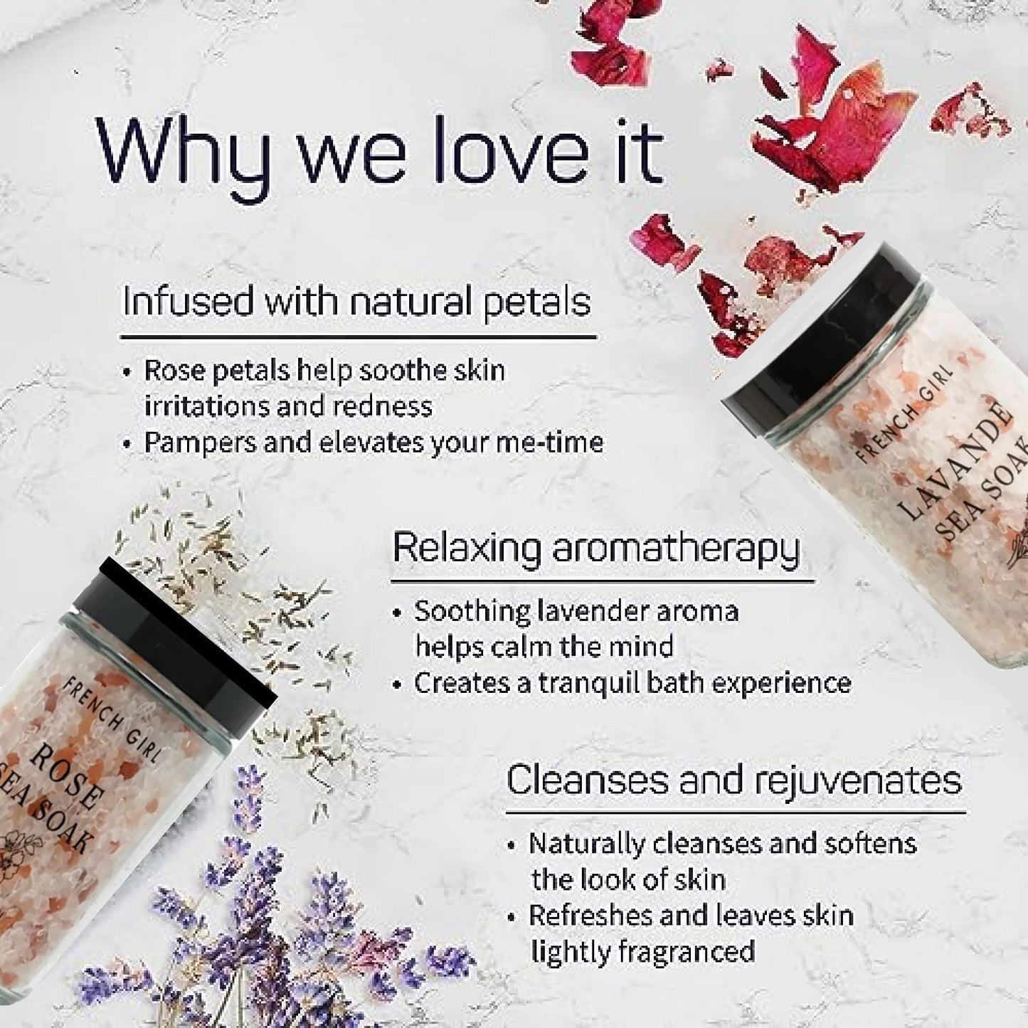 Rose Bath Salts - for Sore Muscles, Detoxing, and Relaxation, Clean, Vegan & Cruelty-Free, 10Oz