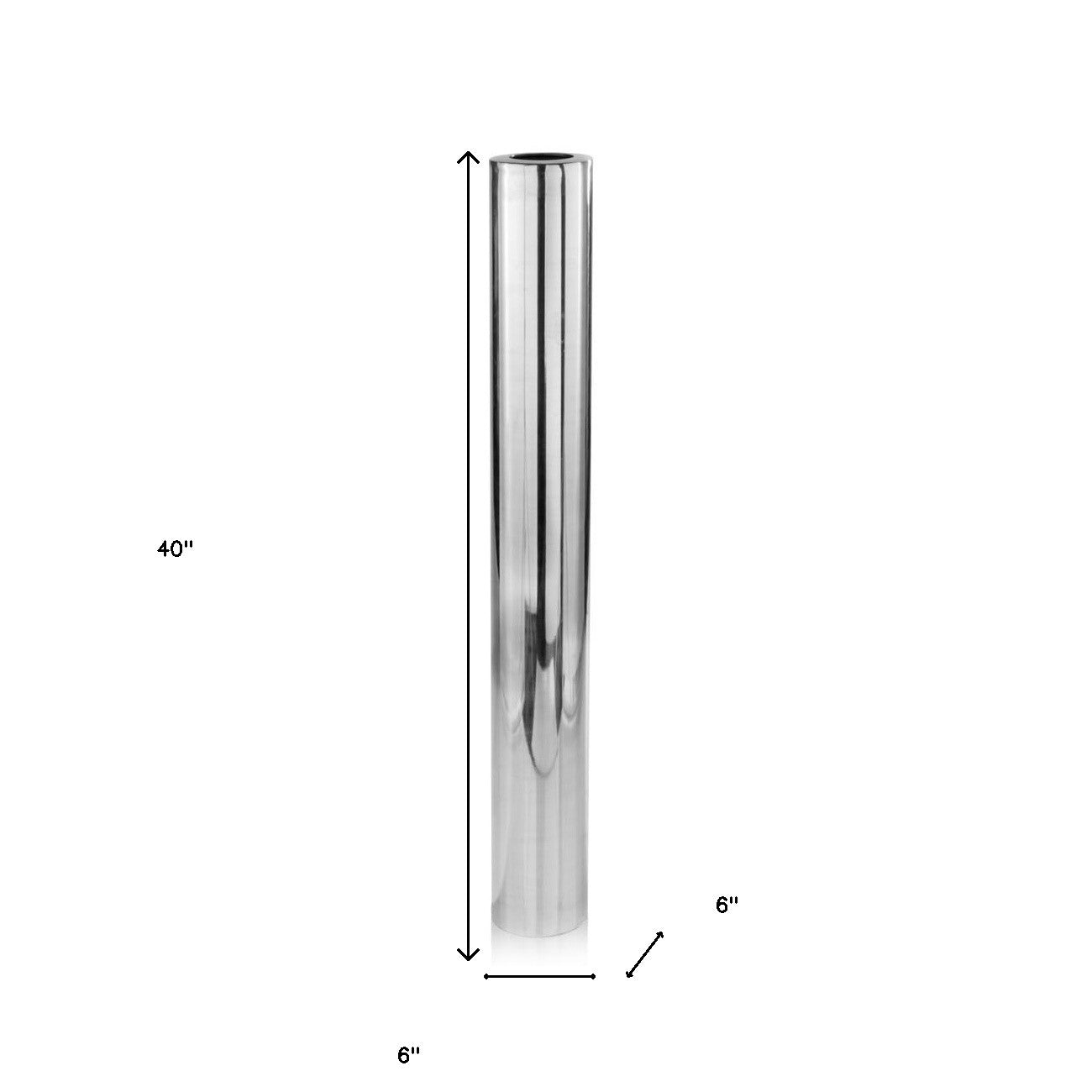 40" Silver Aluminum Cylindrical Floor Vase-4