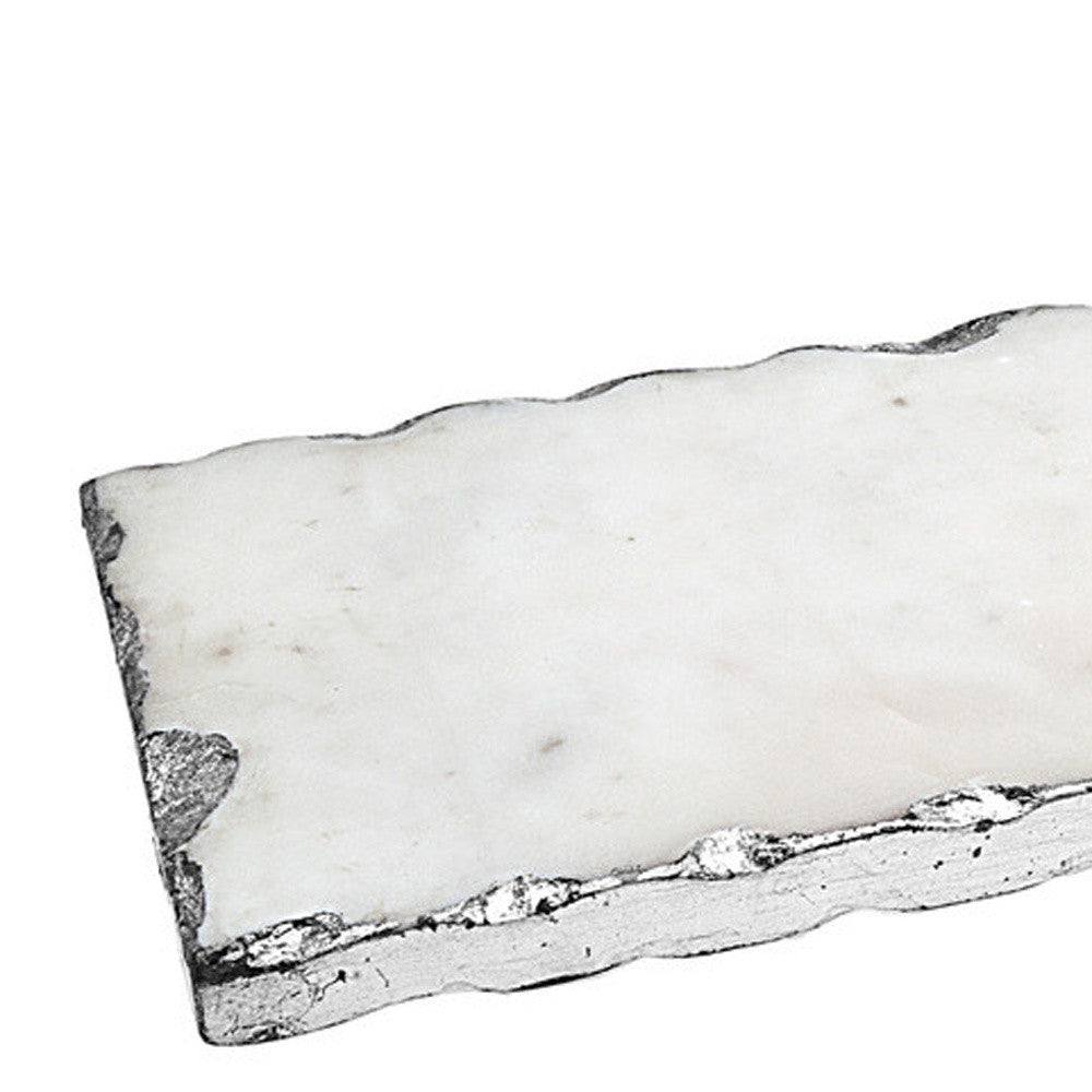 18" White Rectangular Marble Vanity Tray-3