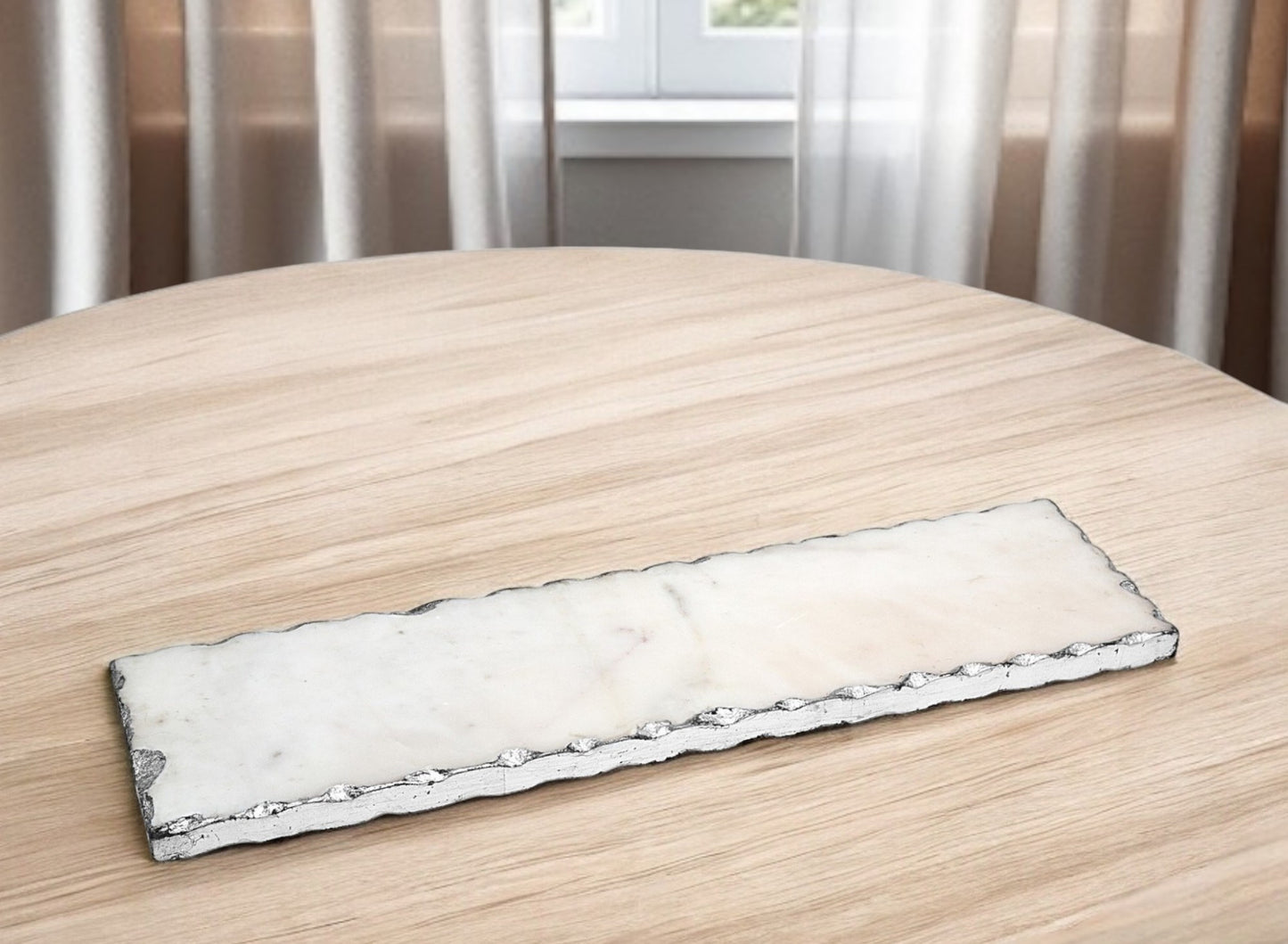 18" White Rectangular Marble Vanity Tray-1