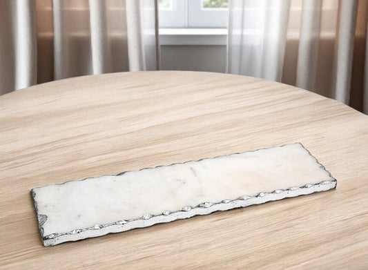 18" White Rectangular Marble Vanity Tray-1