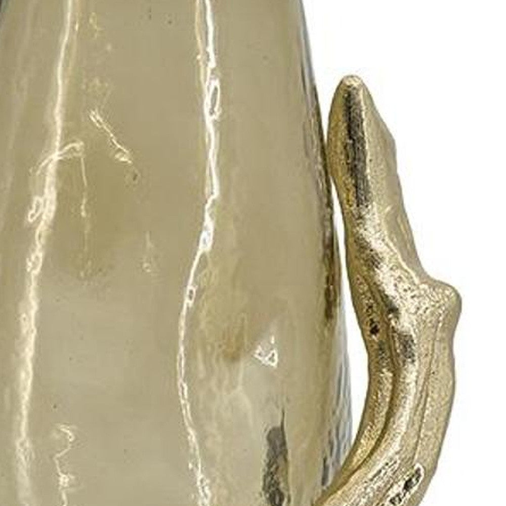 18" Champagne Glass And Metal Table Vase-7