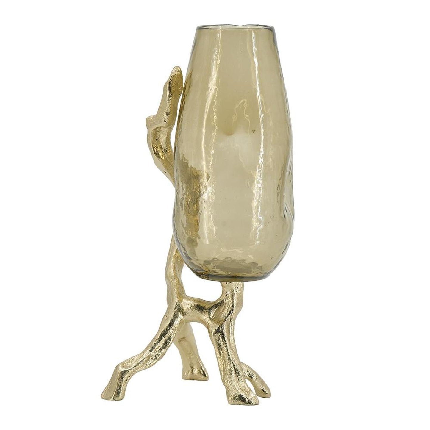 18" Champagne Glass And Metal Table Vase-2