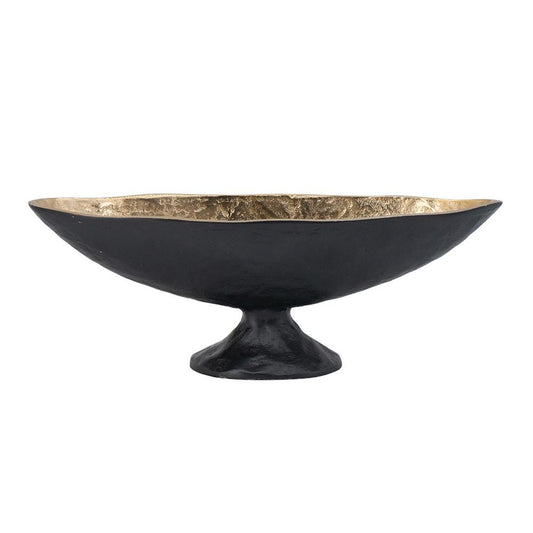 5" Black And Gold Oval Aluminum Table Vase-0