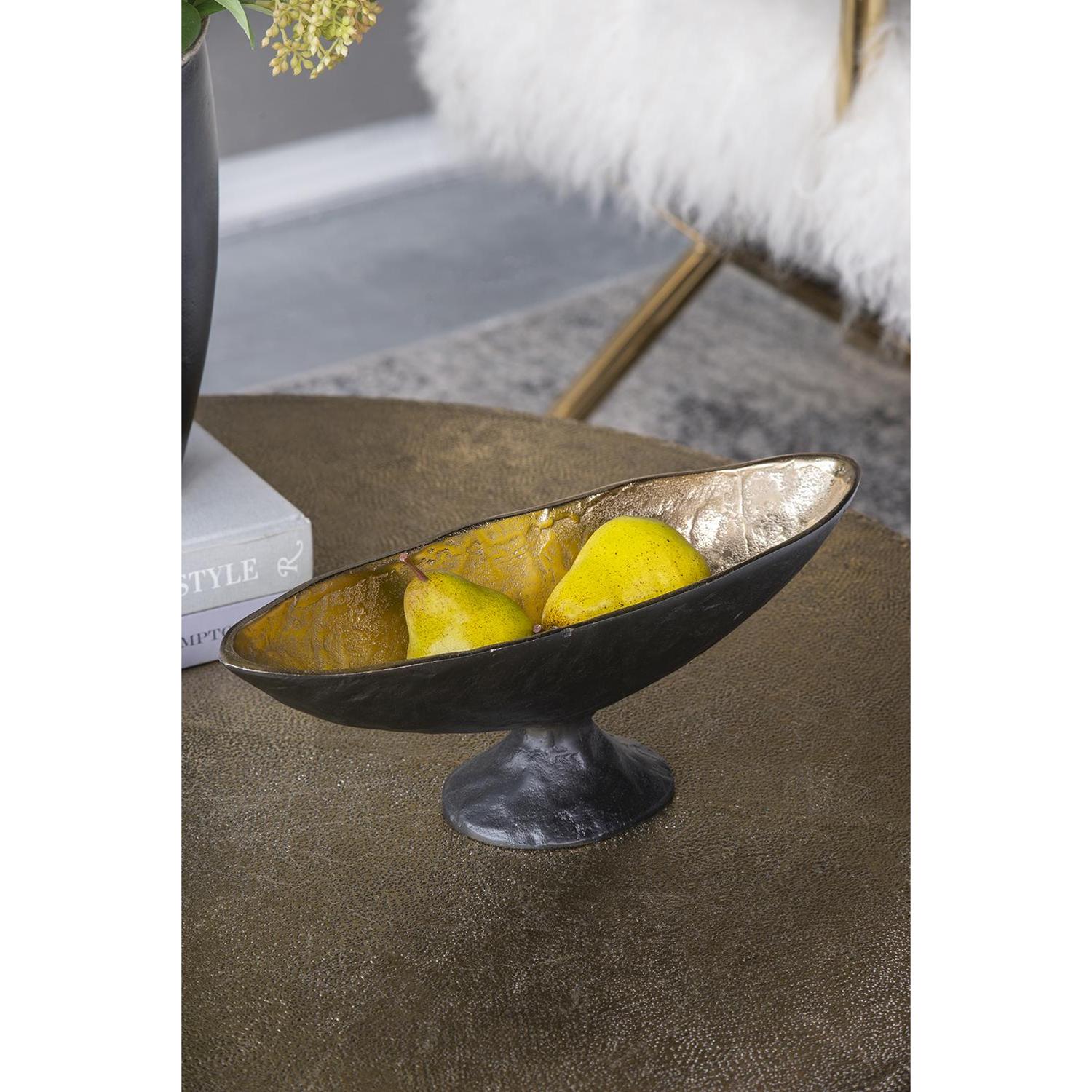 5" Black And Gold Oval Aluminum Table Vase-7
