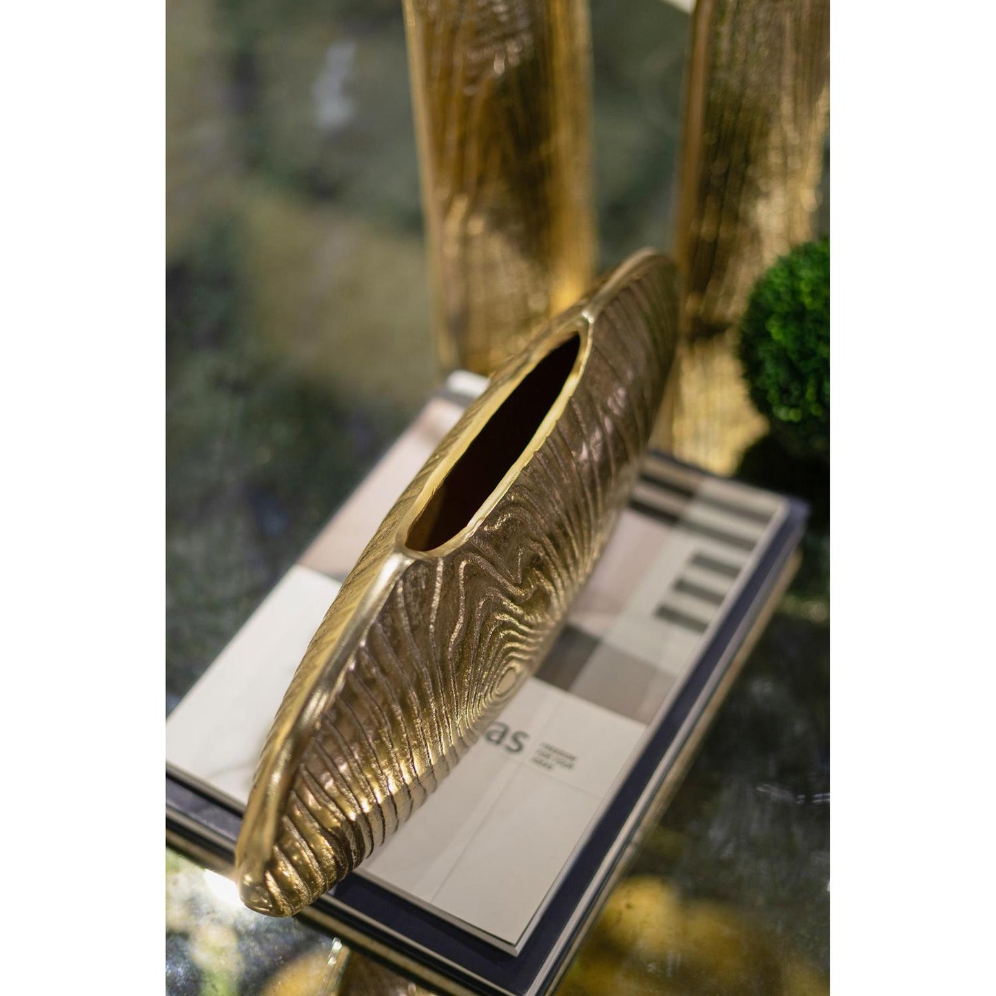 7" Gold Oval Aluminum Table Vase