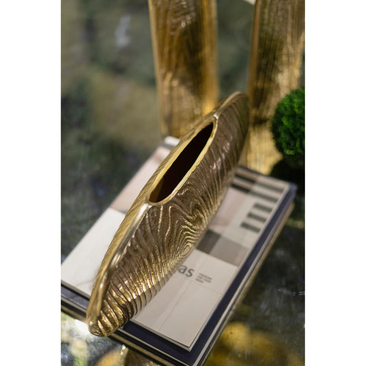 7" Gold Oval Aluminum Table Vase