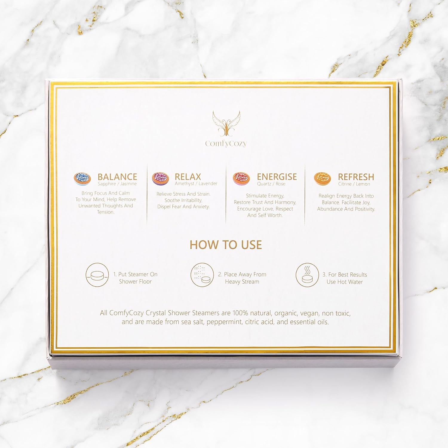 Crystal Shower Steamers - 100% Natural Organic 8 Pack Aromatherapy Bombs