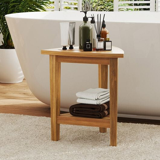 18 Inches Waterproof Shower Stool with Storage Shelf-0