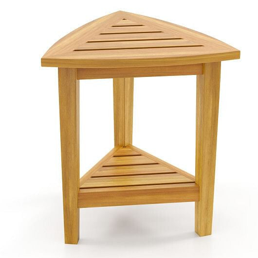 18 Inches Waterproof Shower Stool with Storage Shelf-4