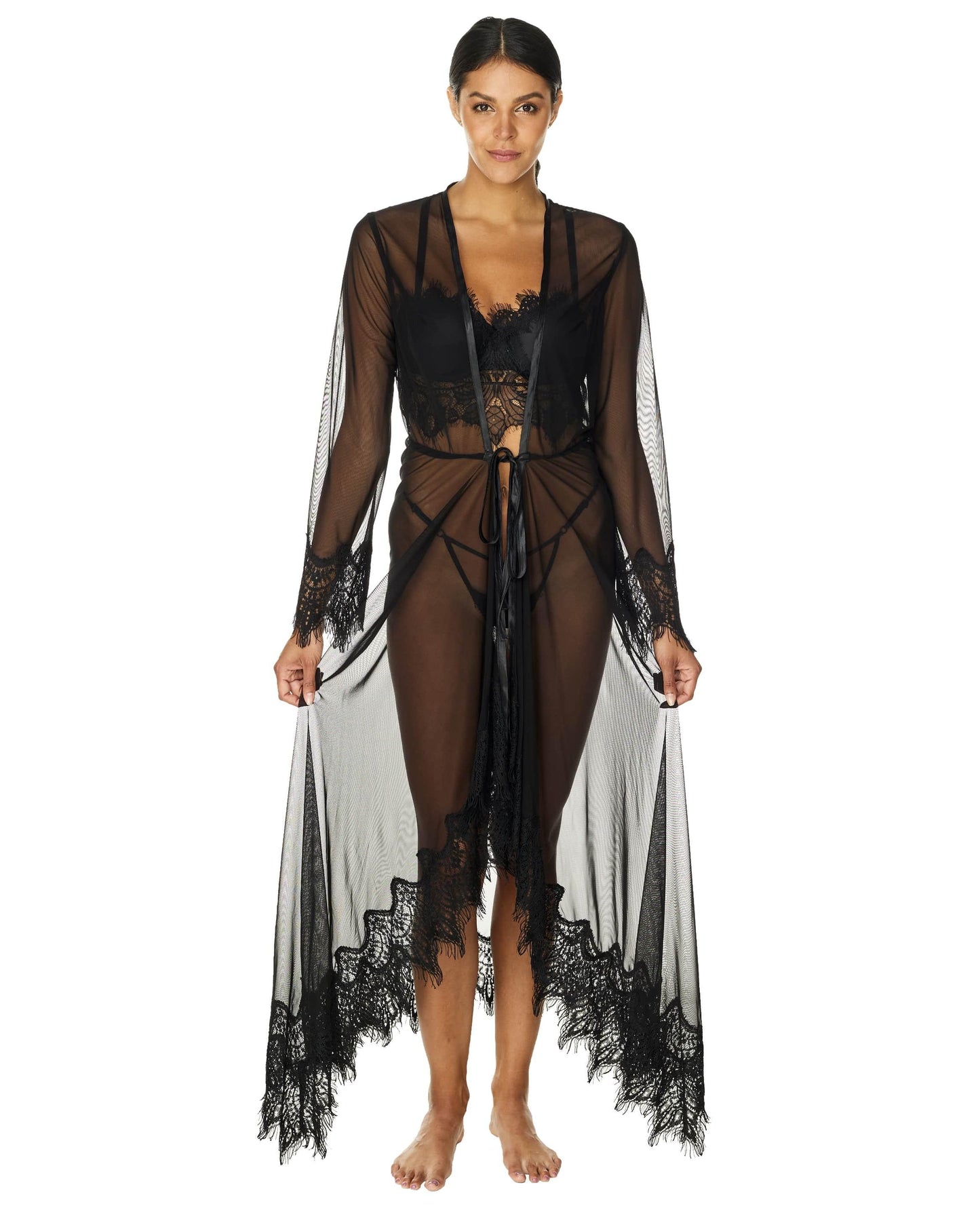 Sheer Maxi Mesh Robe, Rana-0