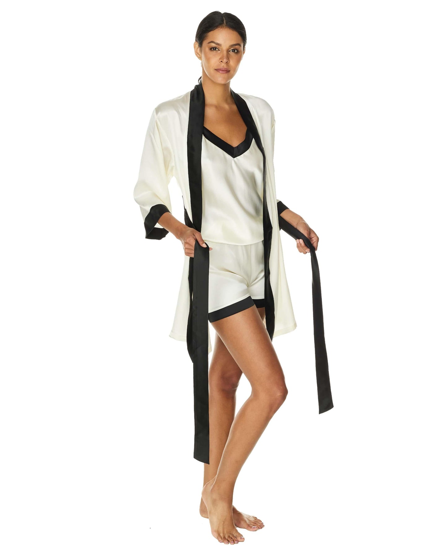 Contrast Silk Robe, Capella