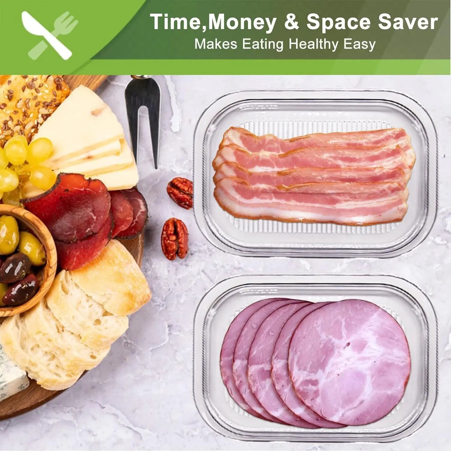 Round Food Storage Containers with Lids | Stackable, Clear Boxes for Deli Meats & Cheese