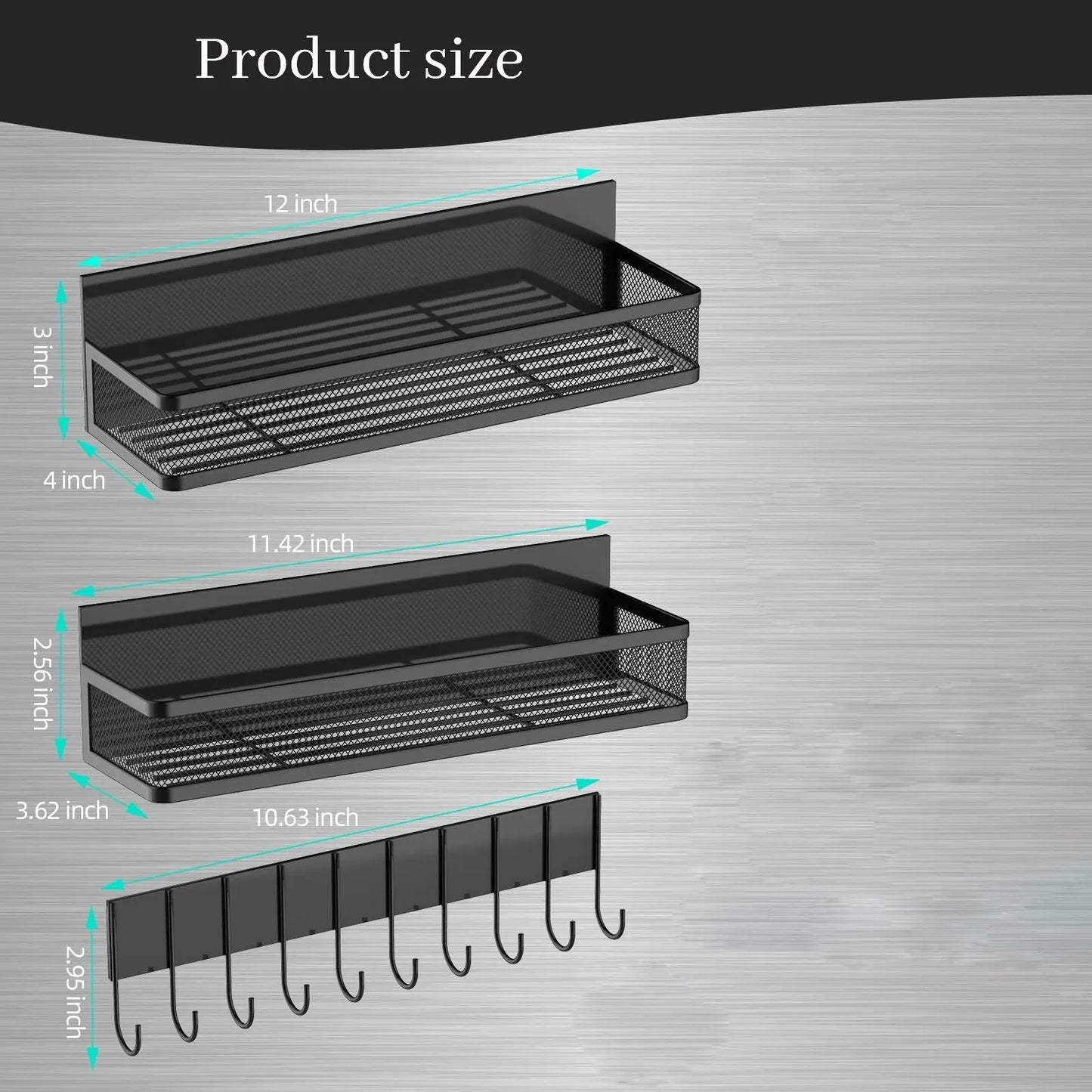 No-Drill Spice Rack Organizer | Heavy Duty Magnetic Kitchen Shelf for Fridge Side (15kg Capacity)