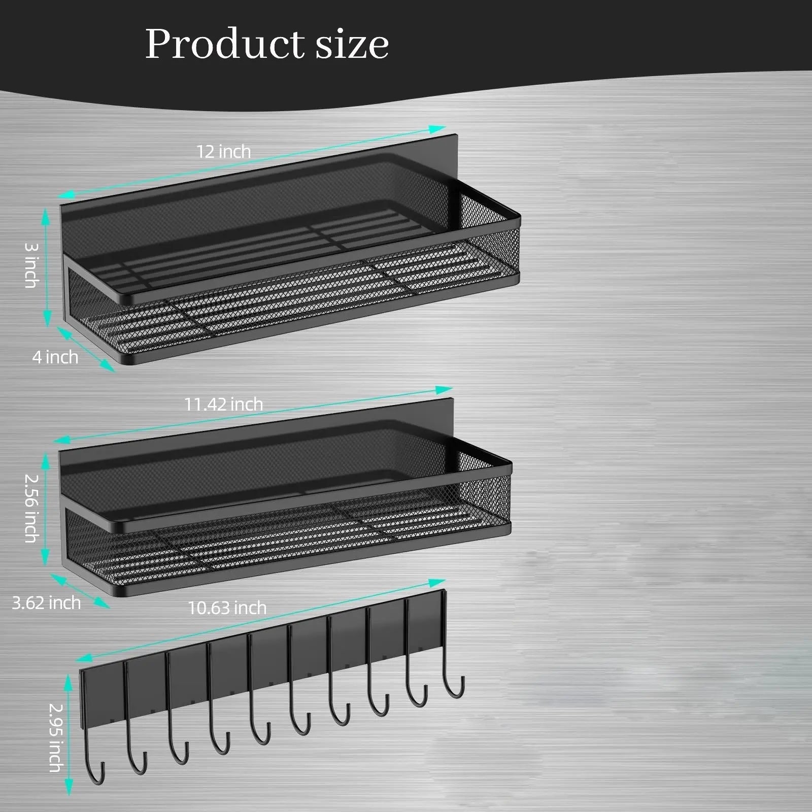 No-Drill Spice Rack Organizer | Heavy Duty Magnetic Kitchen Shelf for Fridge Side (15kg Capacity)