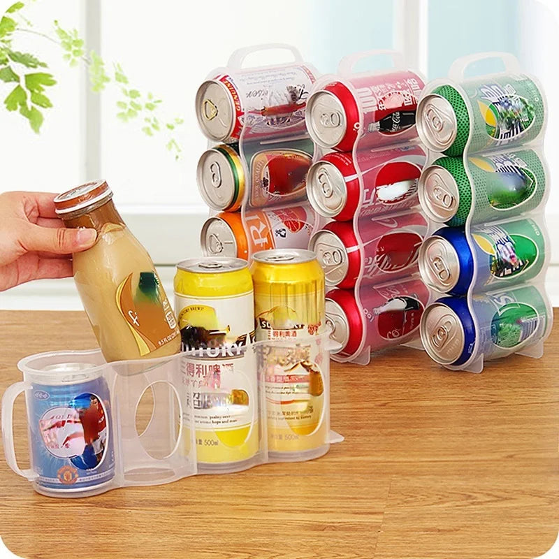 Fridge Drink Can Organizer Rack | Stackable Soda & Beer Bottle Holder for Refrigerator