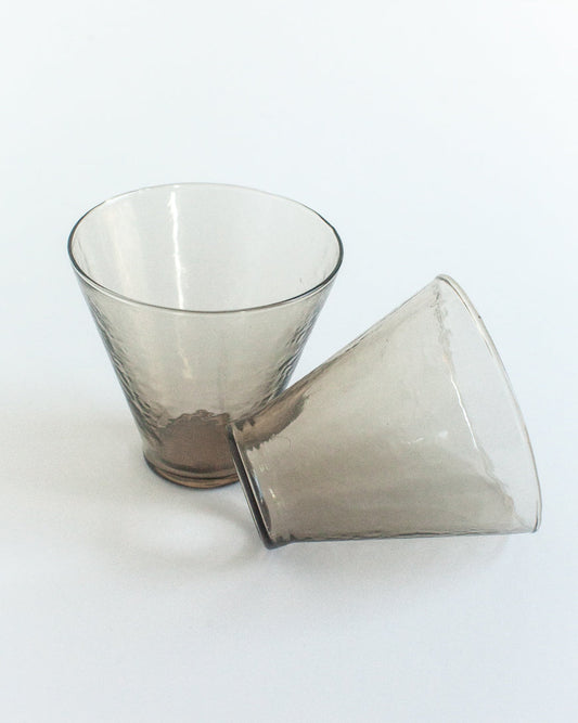 Handblown Hammered Funneled Glasses | Set of 2-0