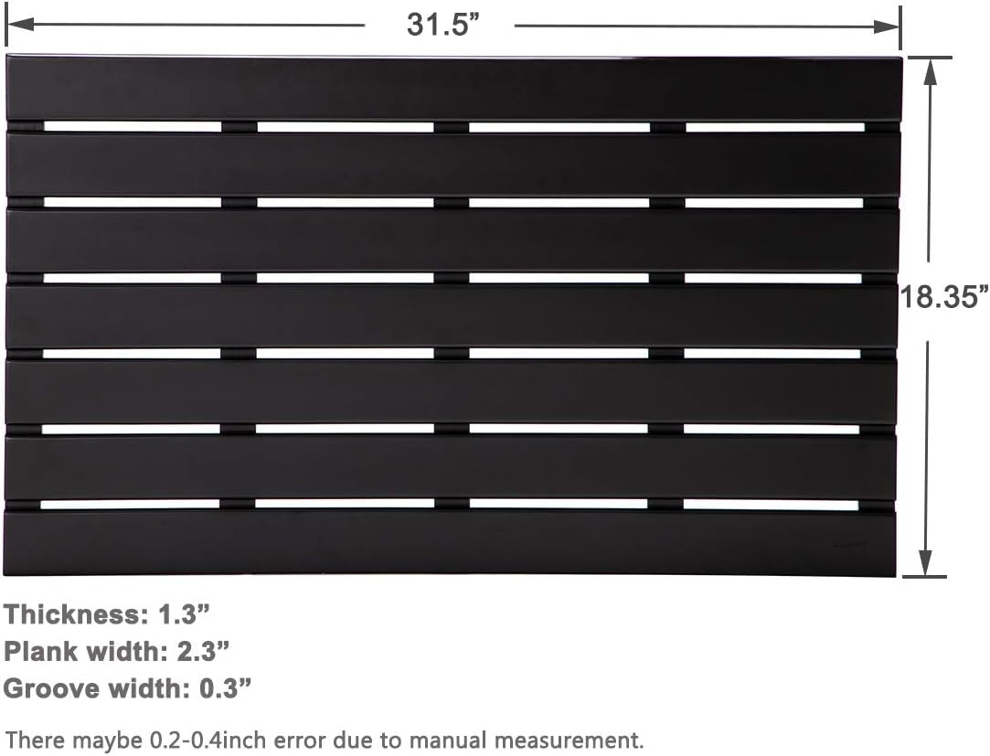 Bamboo Bath Mat, Extra Large, 31.50 X 18.35 X 1.3 Inches - Non-Slip Floor Mat for Bathroom