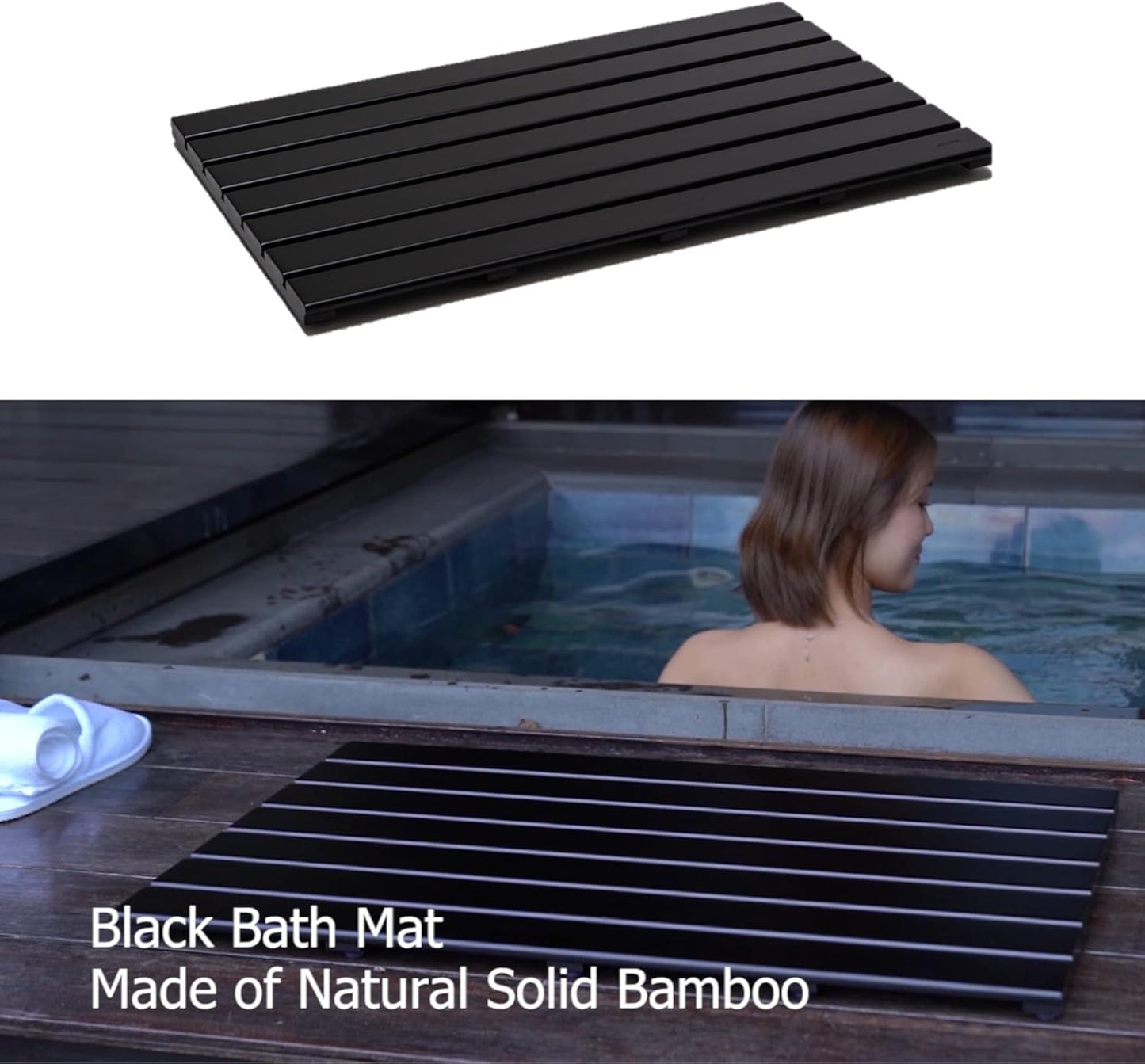 Bamboo Bath Mat, Extra Large, 31.50 X 18.35 X 1.3 Inches - Non-Slip Floor Mat for Bathroom